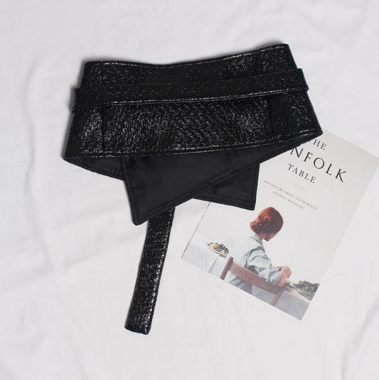 Simple And Versatile Patent Leather Wide Waist Belt