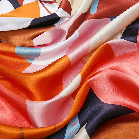 Simple And Elegant Floral Print Silk Scarf For Ladies