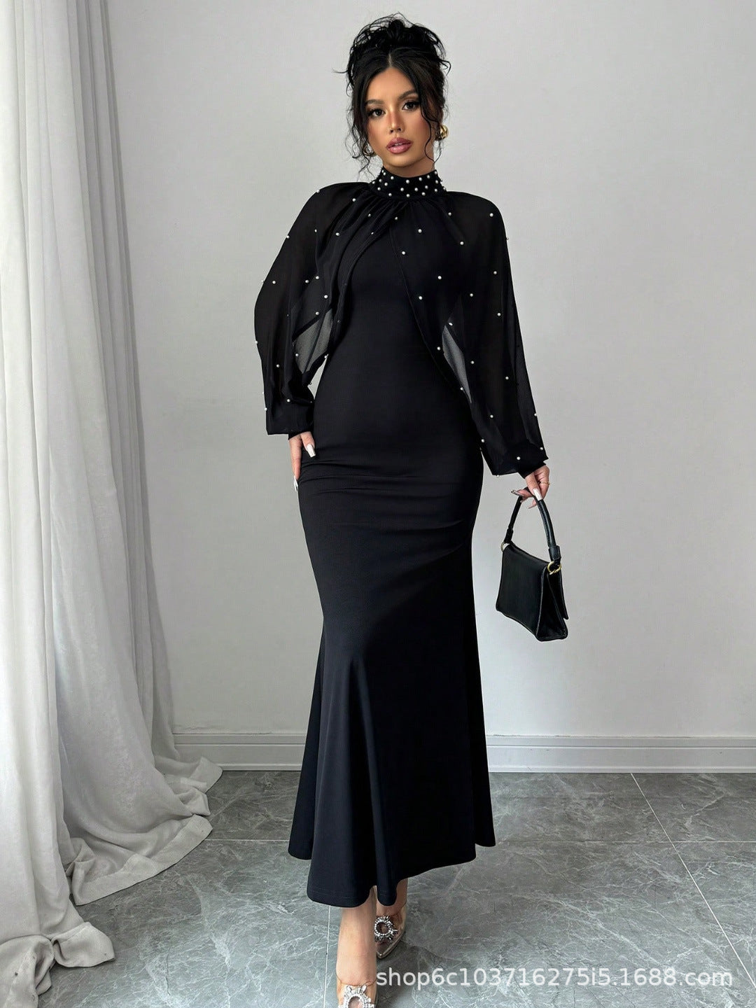 Womens Solid-Color Fashionable Patchwork Bodycon Dress