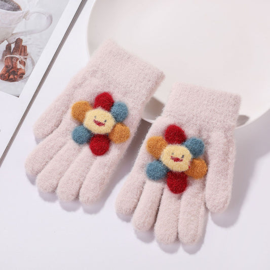 Winter New Children's Gloves Sable All Fingers Cute