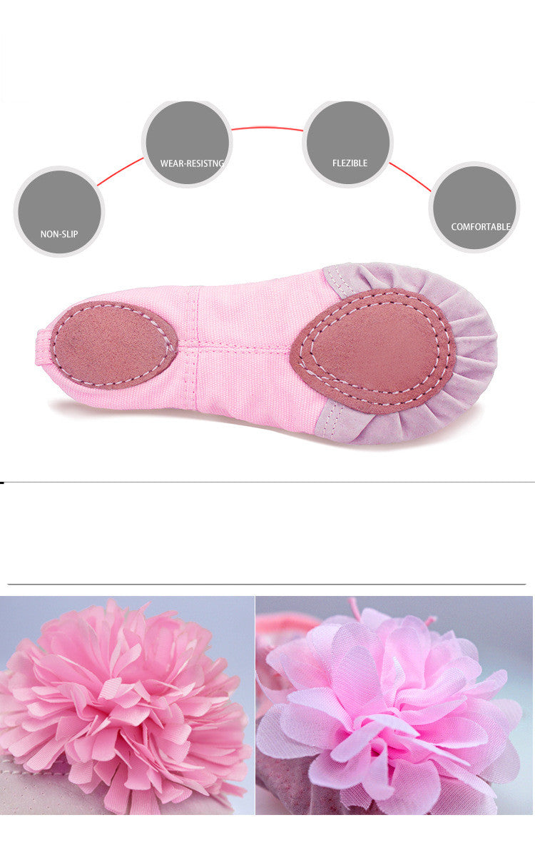 Children's Flat-bottomed Exercise Flower Ballet Shoes