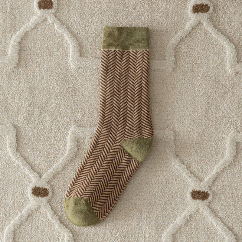 Autumn And Winter New Combed Cotton Thickened Japanese Retro Style Middle Tube Cotton Socks