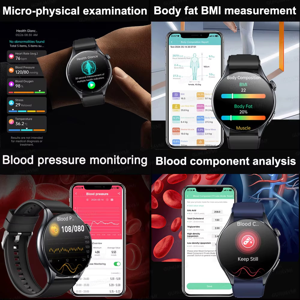 2025 New Smart Watch NFC ECG+PPG Blood Oxygen Uric Acid Blood Pressure Sapphire Smartwatch Men for Android Ios Smart Watch Men