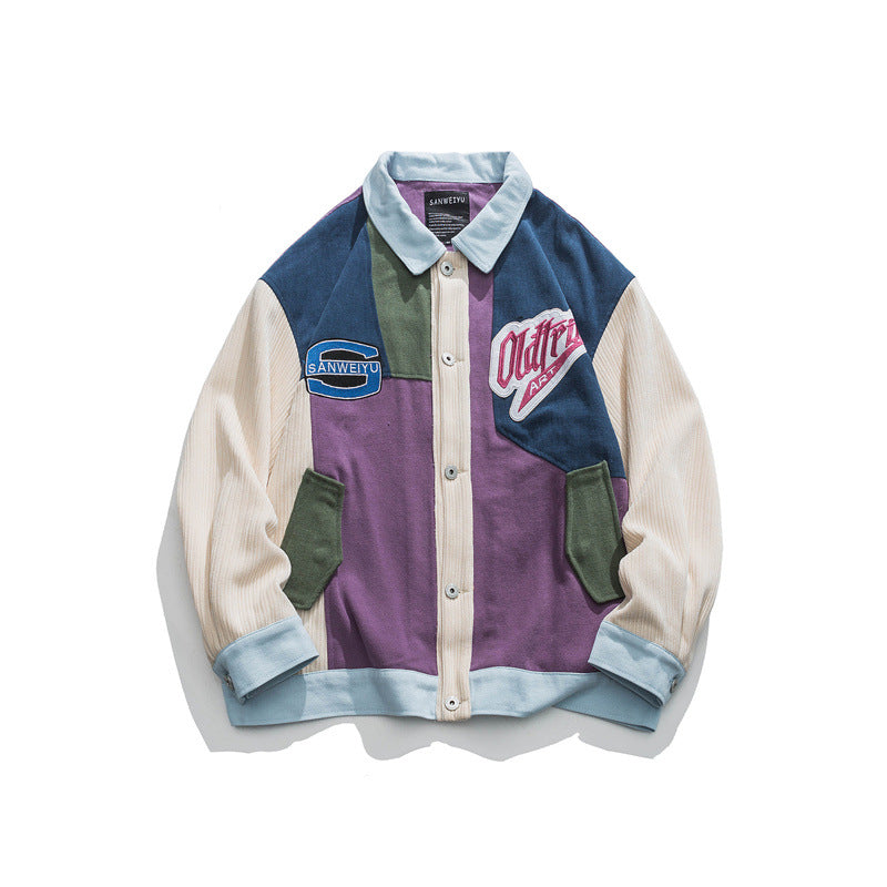 Color Contrast Patchwork Japanese Leisure Coat