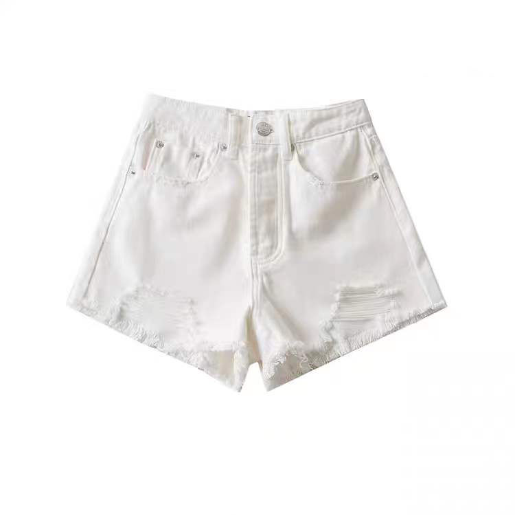 Denim Shorts med Høj Talje til Kvinder Hot Girl Elastiske Højtaljede Slankende Shorts