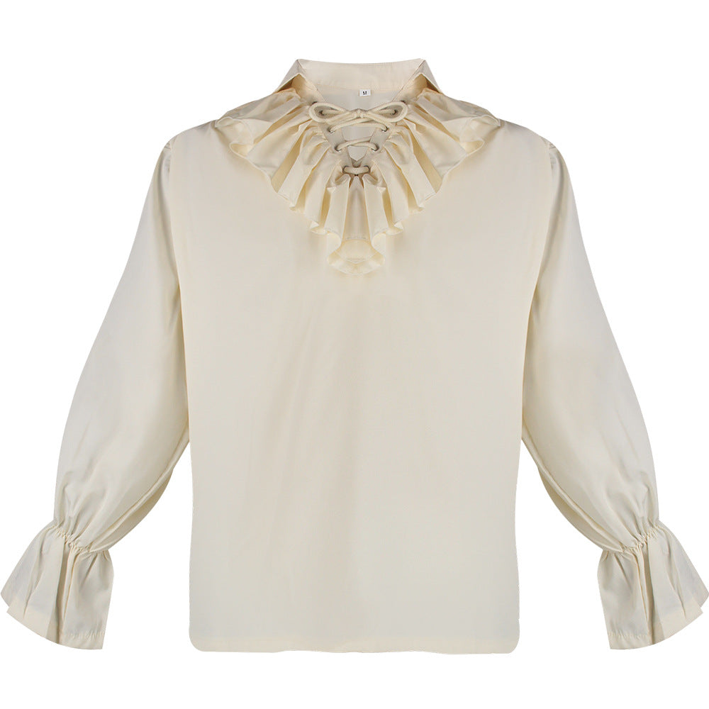 Plisseret Puffærme Revers Top Vintage Herreskjorte