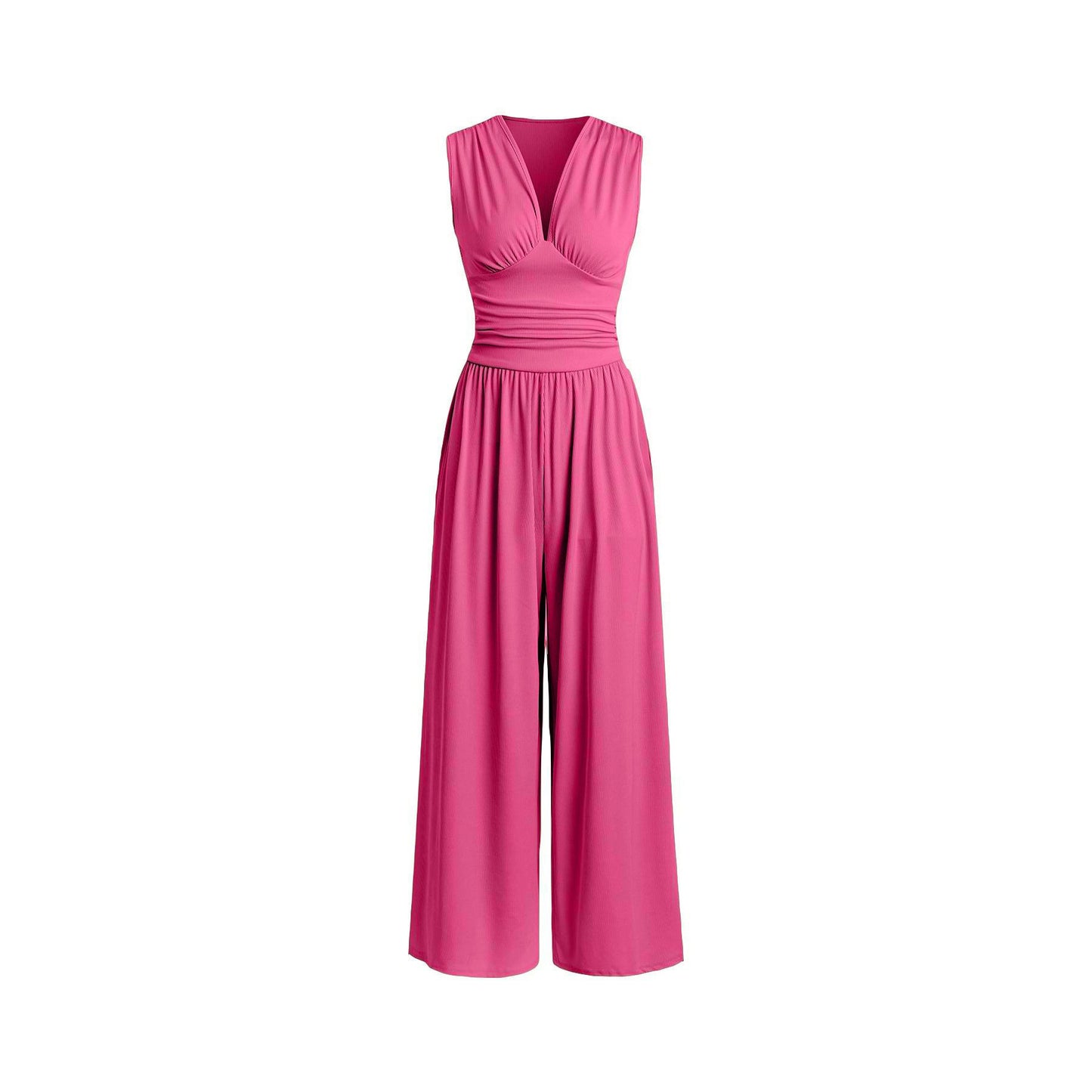 Sleeveless Knitted Jumpsuit Loose Wide-leg Pants