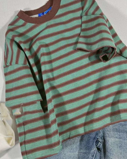 Girls Contrast Stripe Short Sleeve