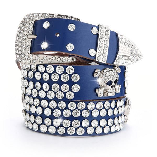 Leather Rhinestones Diamond Fashion All-match Decoration Ladies Jeans Wide Belt