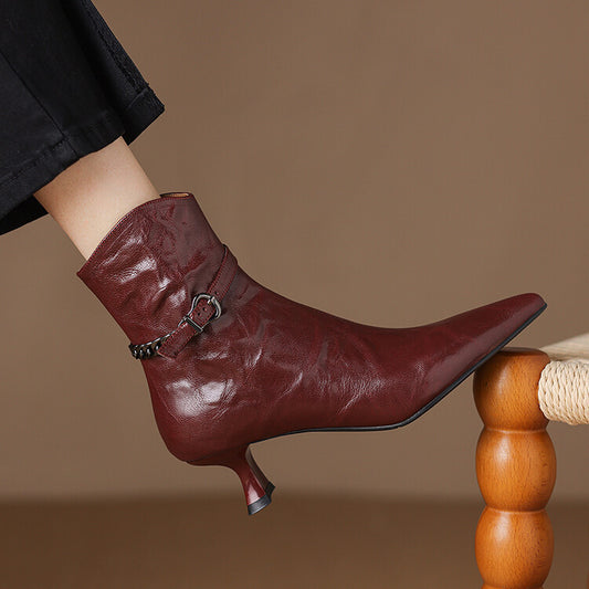 Womens French-style Pointed-toe Stiletto Ankle Boots