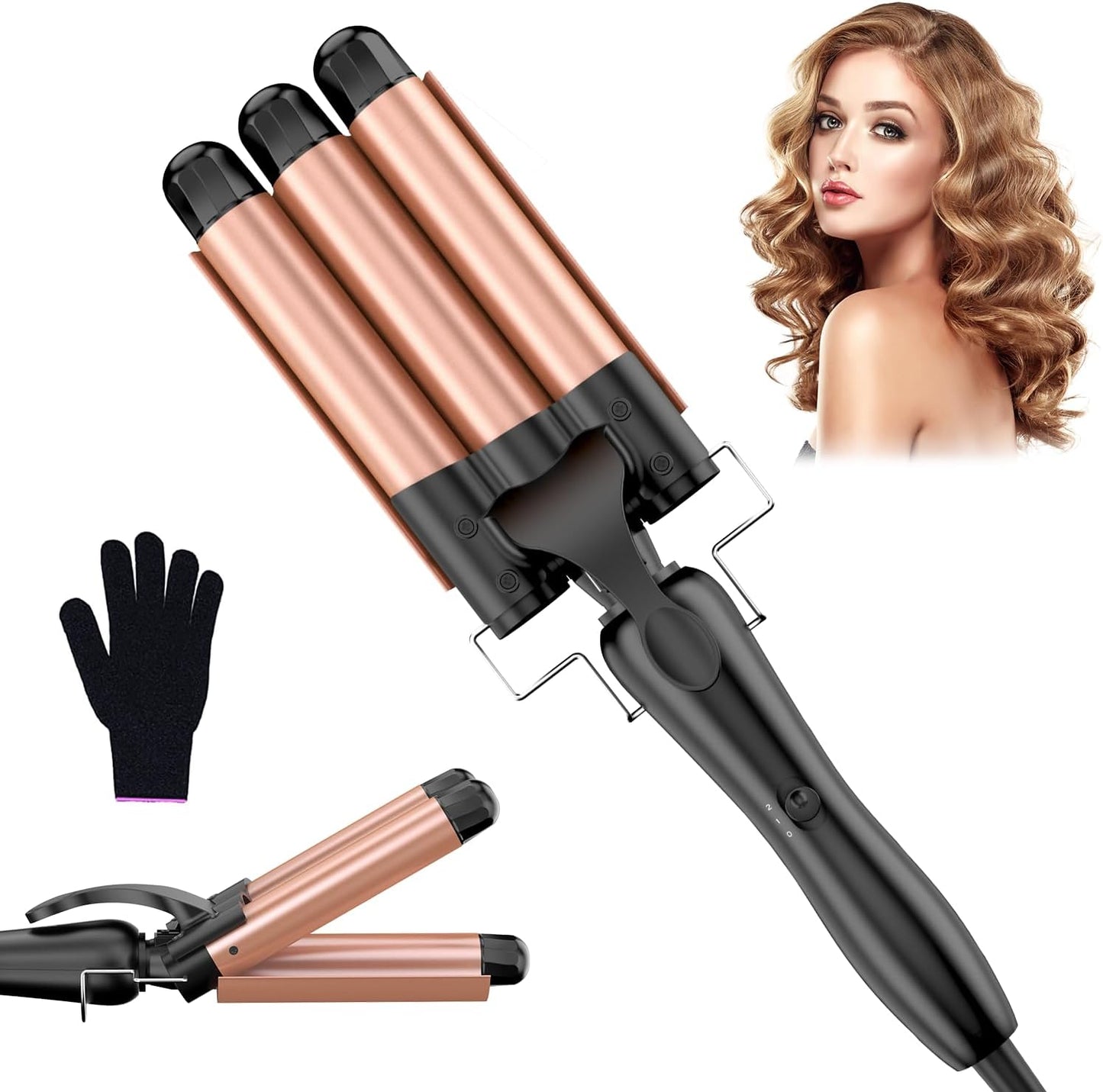 Rizador Profesional Con Cono Rizador, Plancha De Pelo Ondulada De Cerámica De 25 Mm Para Rizos Perfectos Y Cabello Ondulado, Estilo Versátil Y Duradero, Rosa