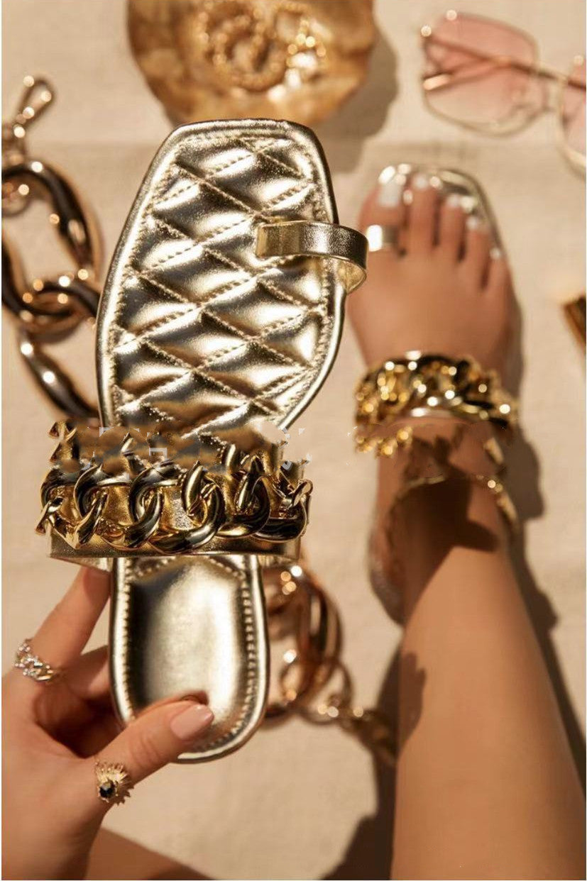 Fashion Rhinestone Slippers Daily Solid Color Flat Heel