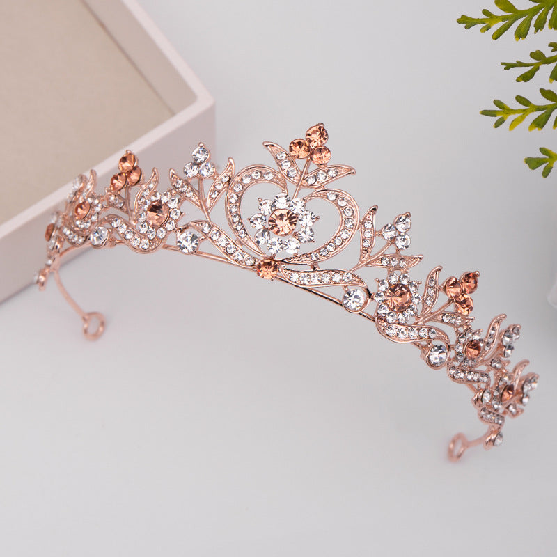 Popular Wedding Headdress, Leaf Diamond Baroque Bridal Crown With Accessories