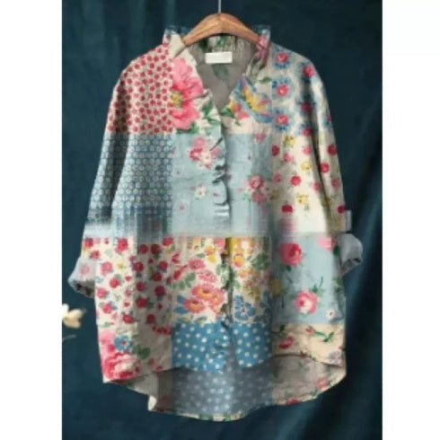 Loose-fitting Printed Crew-neck Casual Plus-size Womens Top