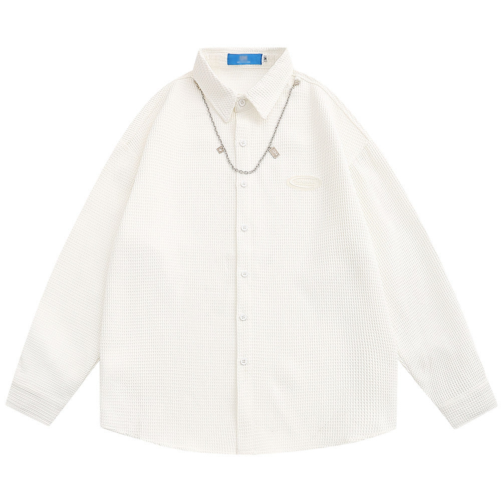 Simple Style Long Sleeve Shirt With Necklace