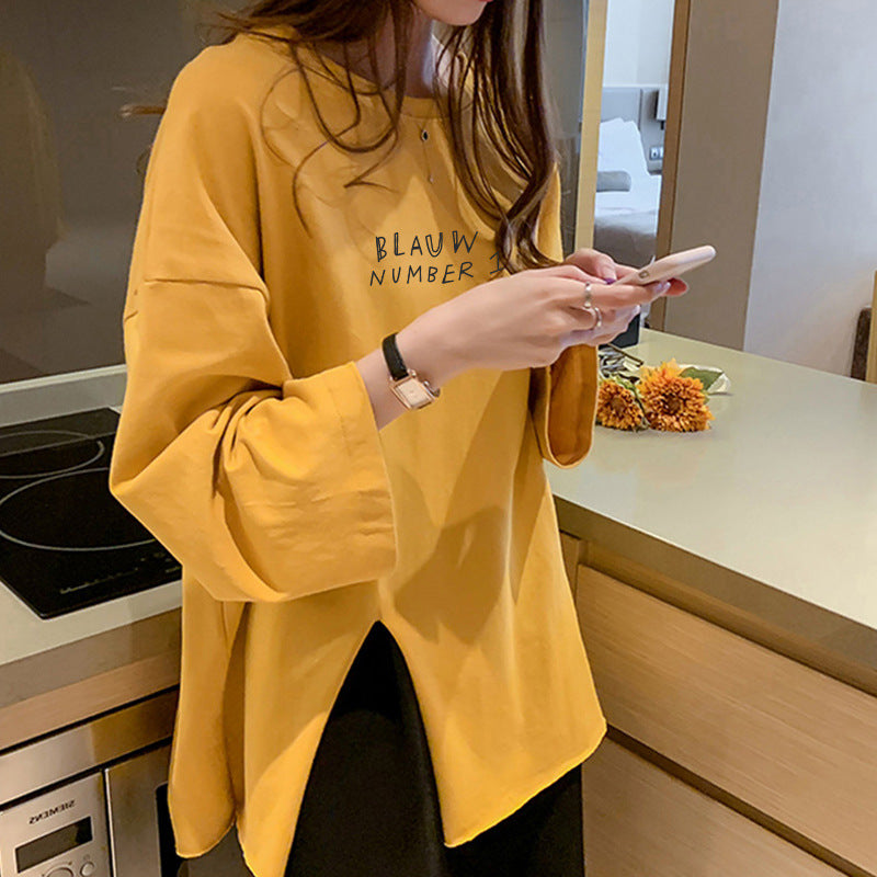 Stylish Slit T-shirt With Long Sleeves For Women