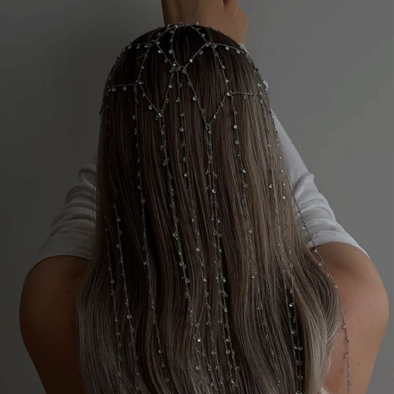 Mesh Tassel High Sense Rhinestone Headband