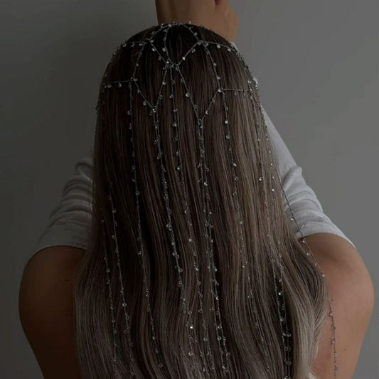 Mesh Tassel High Sense Rhinestone Headband