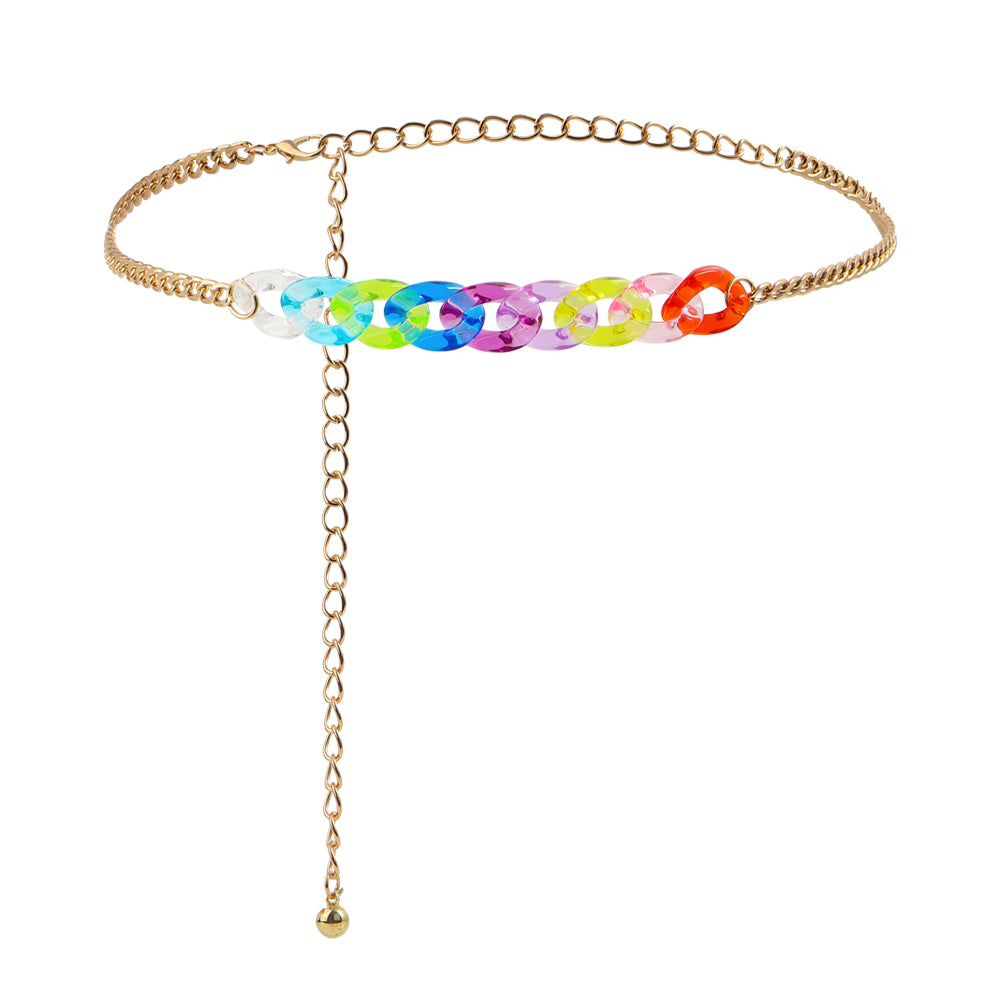 Summer Beach Body Chain Waist Chain Transparent Color Sexy Punk Cute Chain Hip Hop Everything Pants Skirt