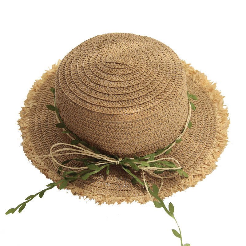 New Straw Hat Female Rattan Bow Sun Summer