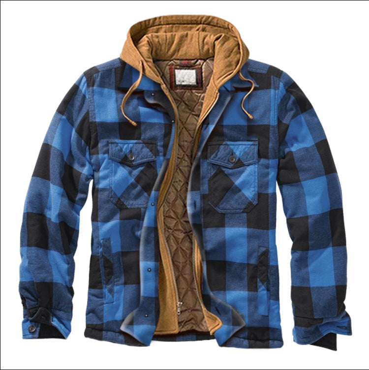Leisure Hooded Jacket Off Two Lattice Coat