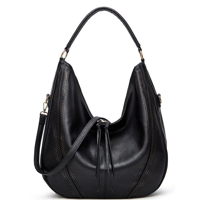 New Trend Retro Large Capacity Tote Shoulder Bag Tassel Hollow One-shoulder Casual Bag Women's Big Bag Casual Bag