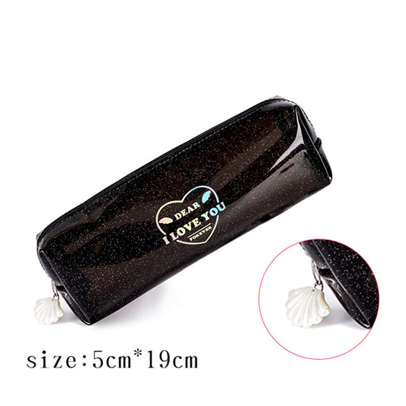 Japanese And Korean Style Shiny Sweet Transparent Zipper Pencil Case
