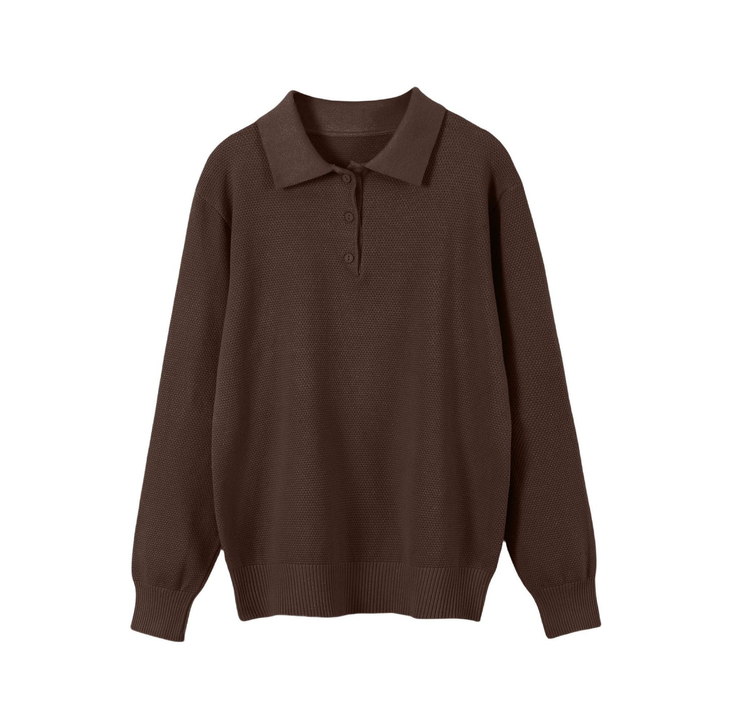 Vintage Casual All-matching Polo Lapel High Quality Knitted Sweater