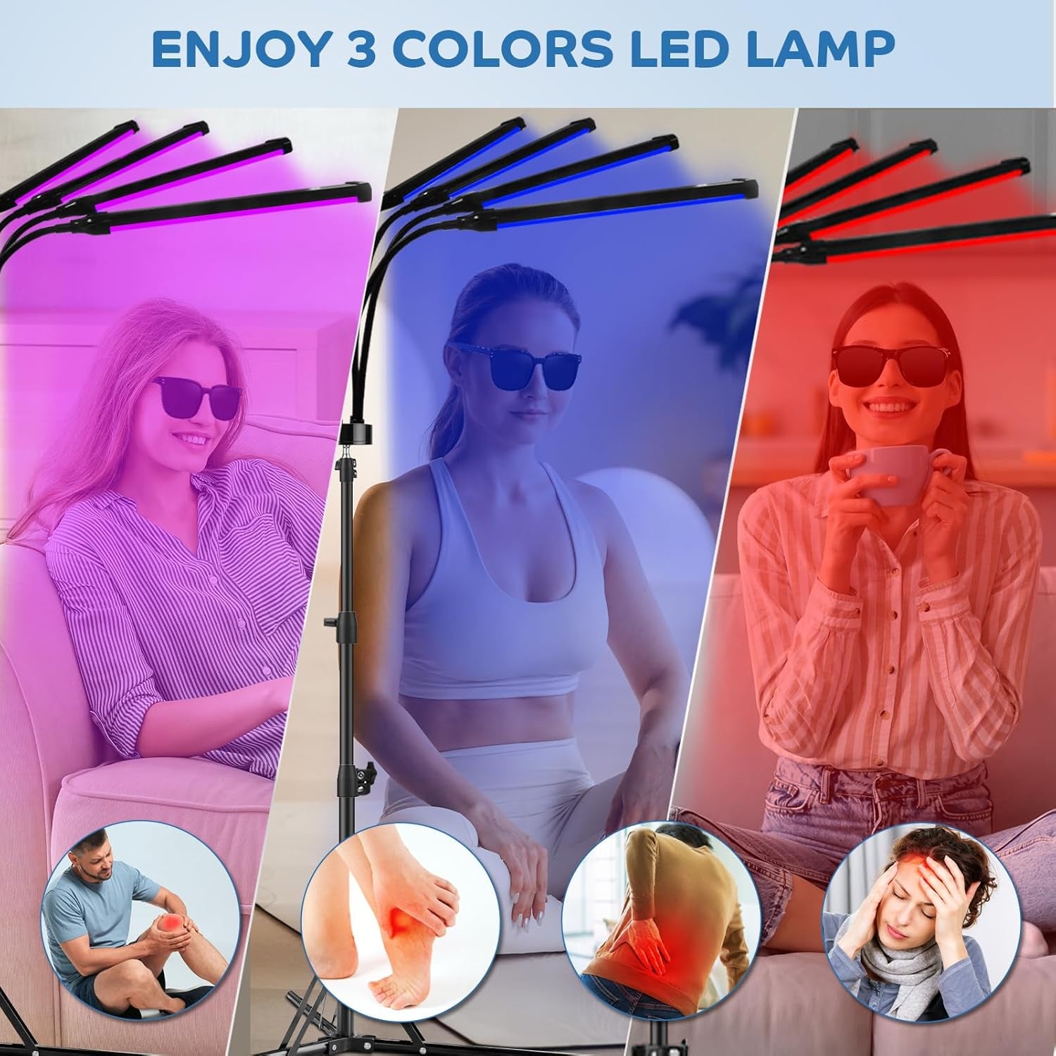 Red Light Therapy for Body, 180 Leds Red and Blue Light Therapy Lamp with Tripod, 3-In-1 Chip Designed 415Nm＆660Nm＆850Nm Infrared Light Therapy for Face