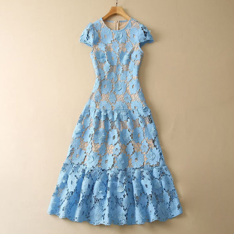 Lake Blue Lace Up High Dress