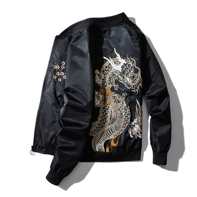 Men's Loose Embroidered Baseball Uniform Trendy Casual Jacket Coat