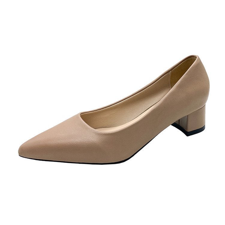 Round Head Thick Bottom Casual Women's Low-cut High Heels