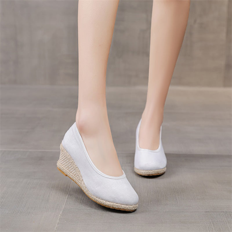 High Heel Women's Shoes Work Shoes Pointed Straw Pumps