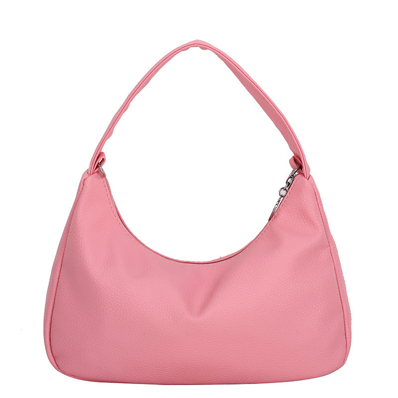 Simple Candy Color One Shoulder Underarm Bag Crescent