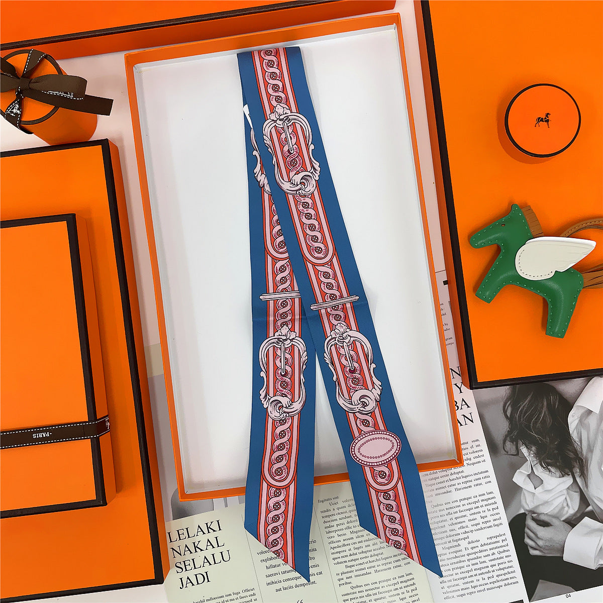 Thin Narrow Ribbon Strip With Floating Ends