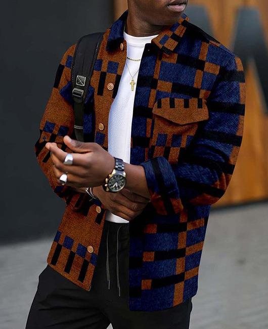 Fashion Men's Lapel 3D Printed Jacket