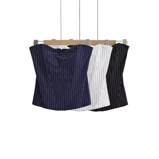 Sexy Fishbone Striped Waist Base All-matching Tube Top