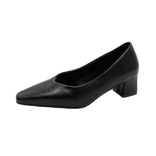 French Retro Square Toe Mid-heel Shoes Women