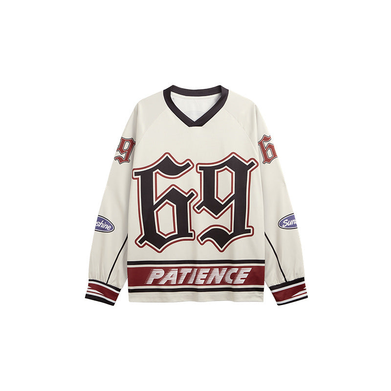 Nr. 69 Digitaltrykt Langærmet T-shirt 4 Efterår Og Vinter Pullover Amerikansk Retro