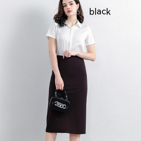 Black A- Line Skirt High Waist Slimming Knitted