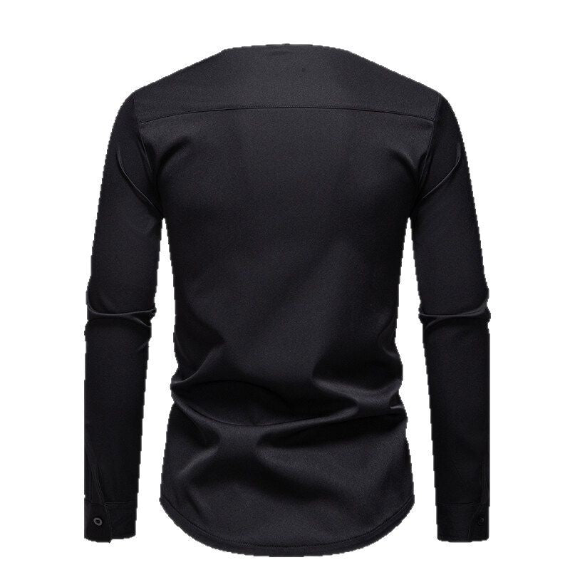 Color Block Zipper Design Plus Size Long Sleeve Shirt