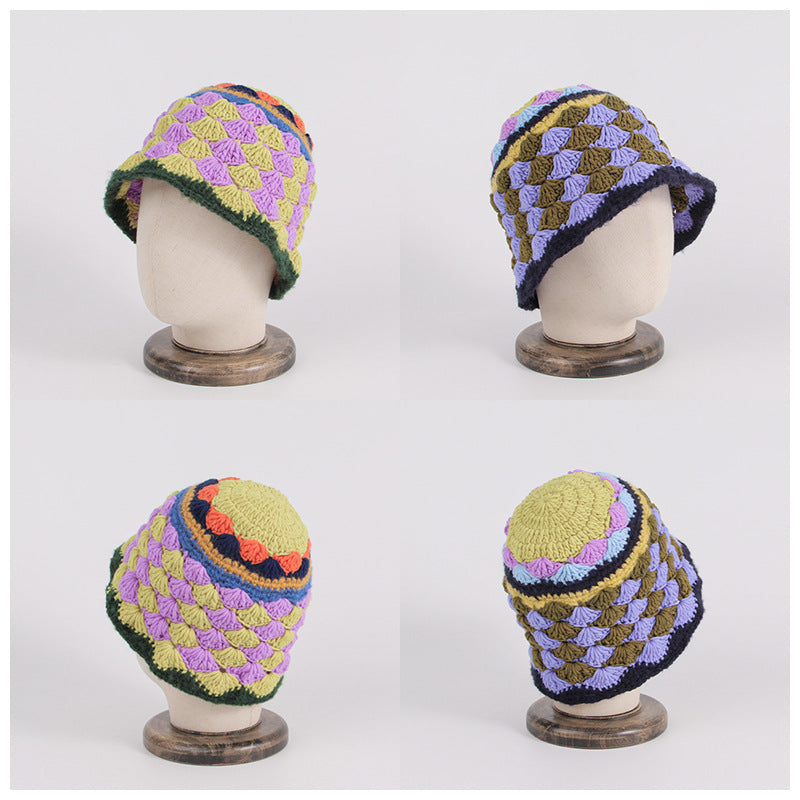 Women Outdoor Short Brim Windproof Wool Beanie