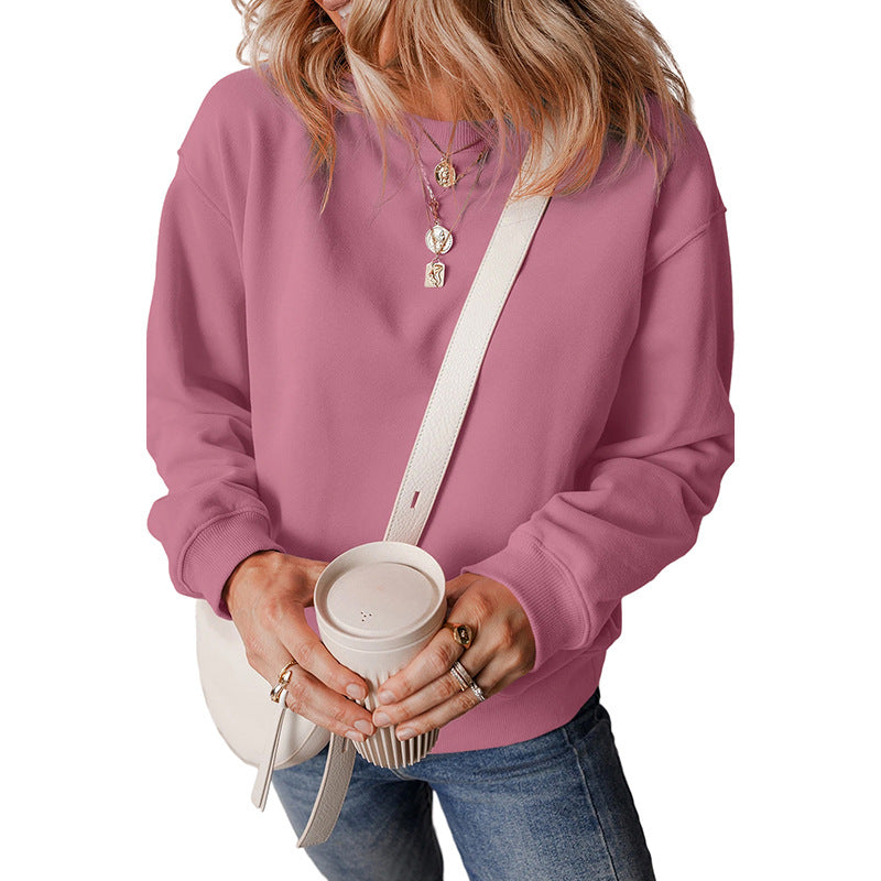 New Pure Color Minimal Versatile Pullover Sweater For Women