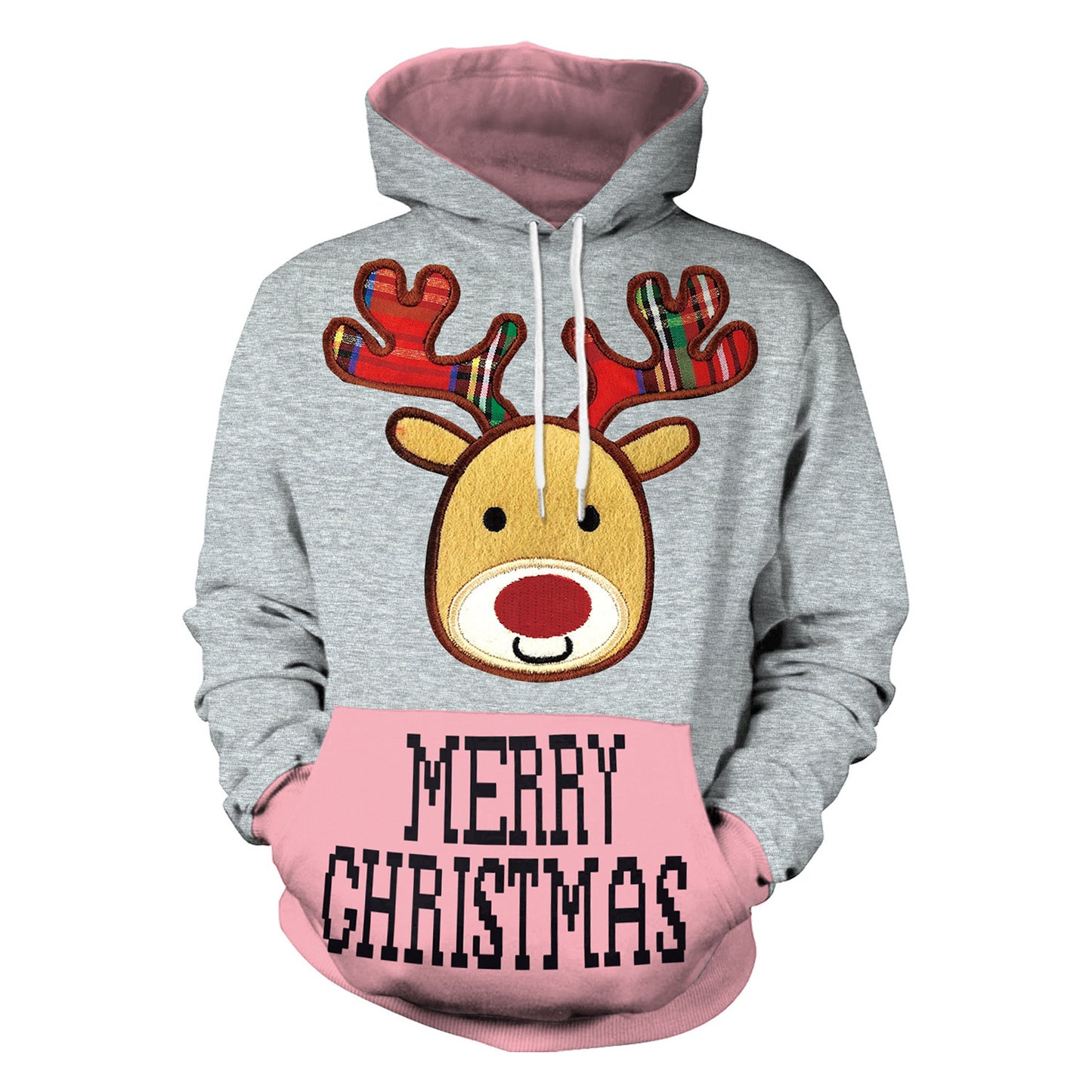 Dame jule løs alsidig hætte sweatshirt med kreativt digitalprint
