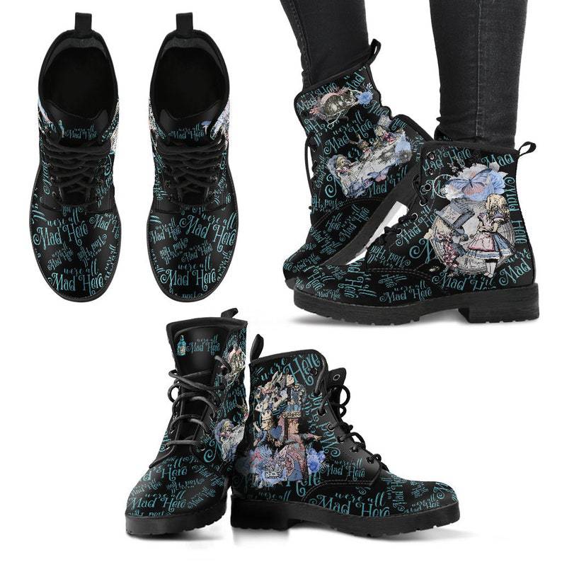 Cartoon Digital Printed Women's Oversized High Top Leather Boots