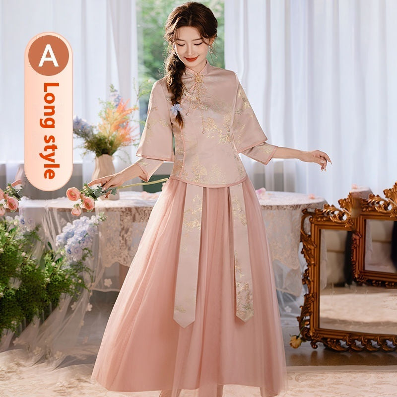 Polyester Women's Chinese Style Bridesmaid Dress