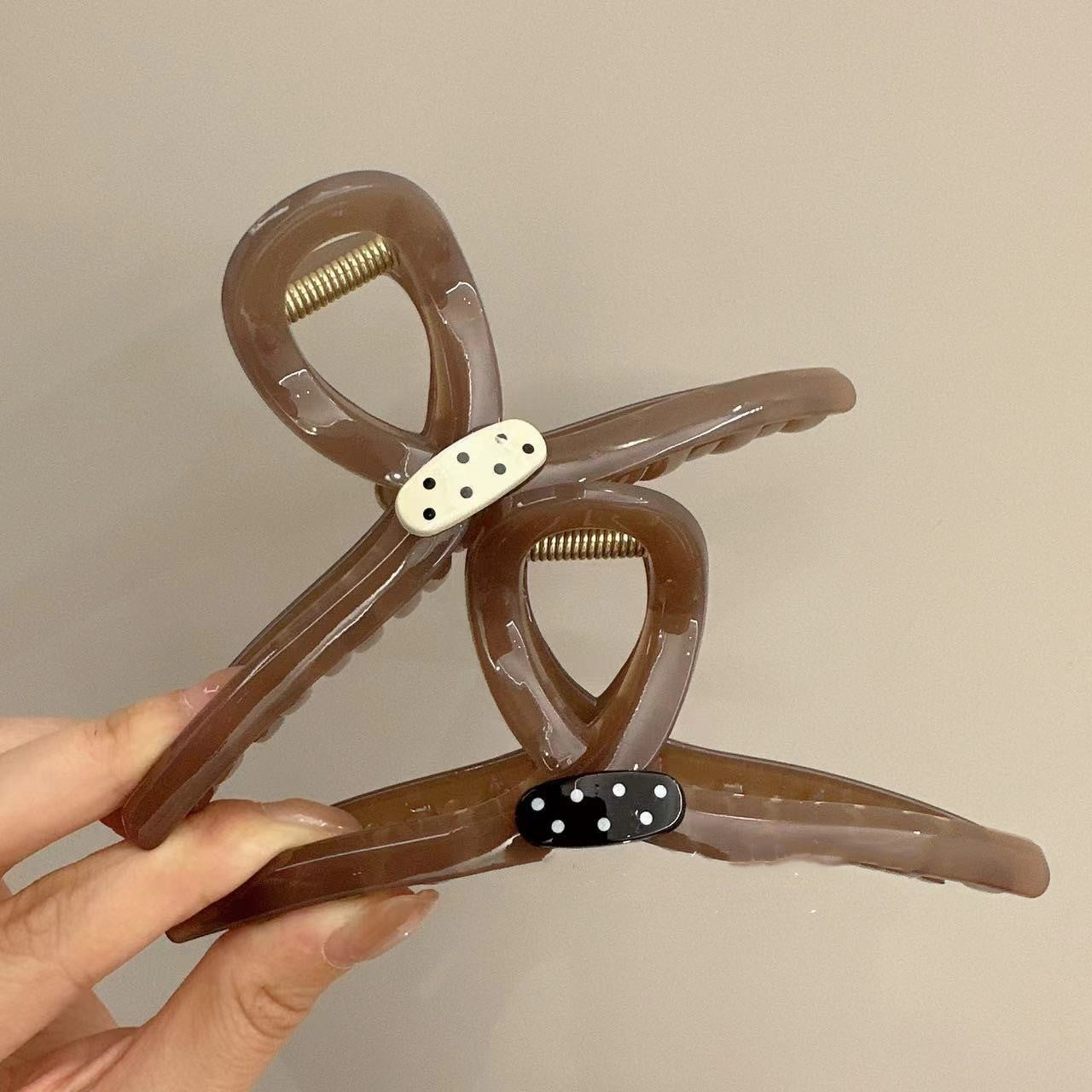 Simple Large Female Hairpin Cross Design Polka Dot
