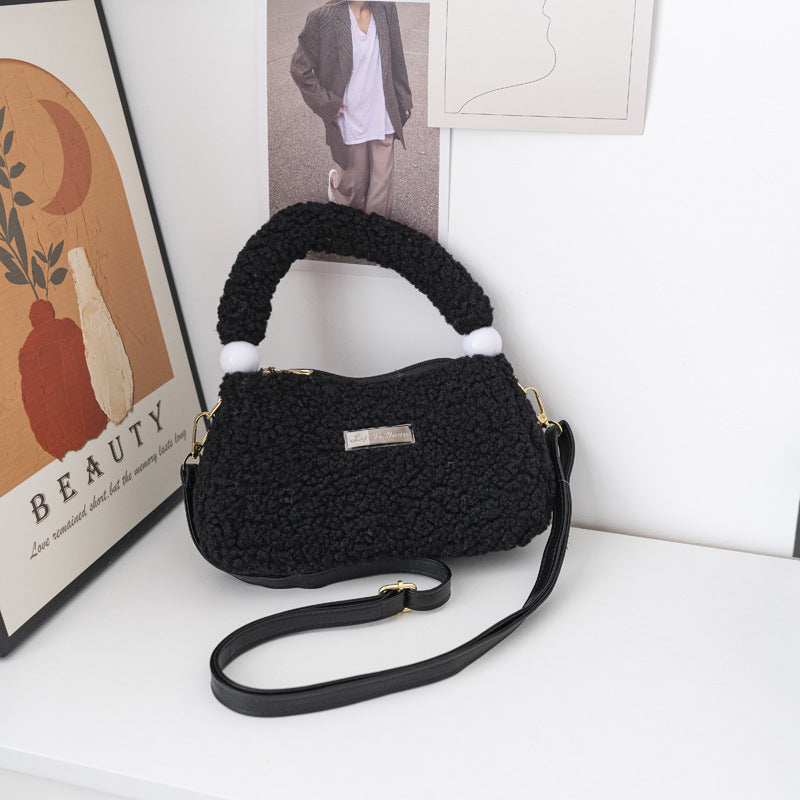 Women's Fashionable Lamb Wool Shoulder Messenger Bag