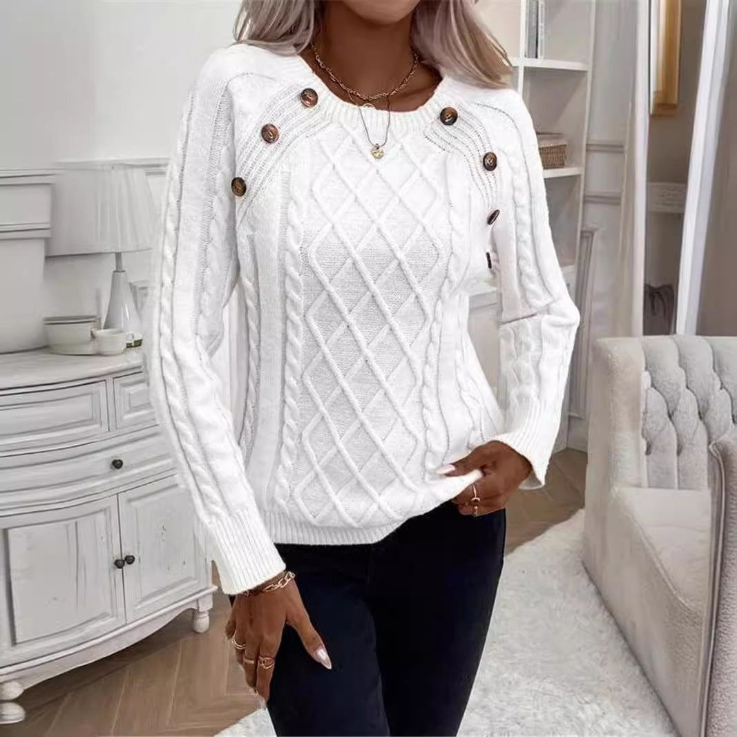 Twisted Pullover Strikket Rundhalset Sweater