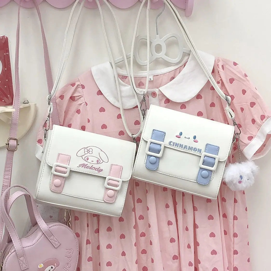 PU Handbag - Hello Kitty & Cinnamoroll Fashionable Crossbody Bag, Kawaii Outdoor Shoulder Bag, Ideal Gift